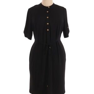 Calvin Klein Black Midi Dress with Gold Buttons